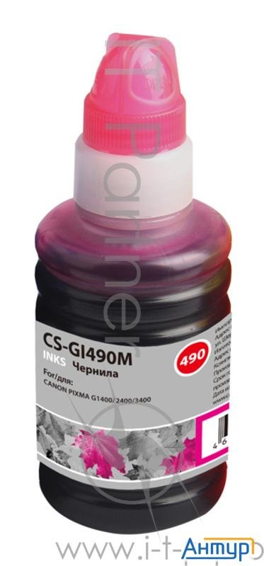 Cactus Чернила Cs-gi490m для Canon Pixma G1400/g2400/g3400, пурпурный, 100мл