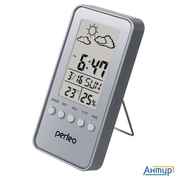 Perfeo Часы-метеостанция "window", серебряный, (pf-s002a) время, температура, влажность, дата