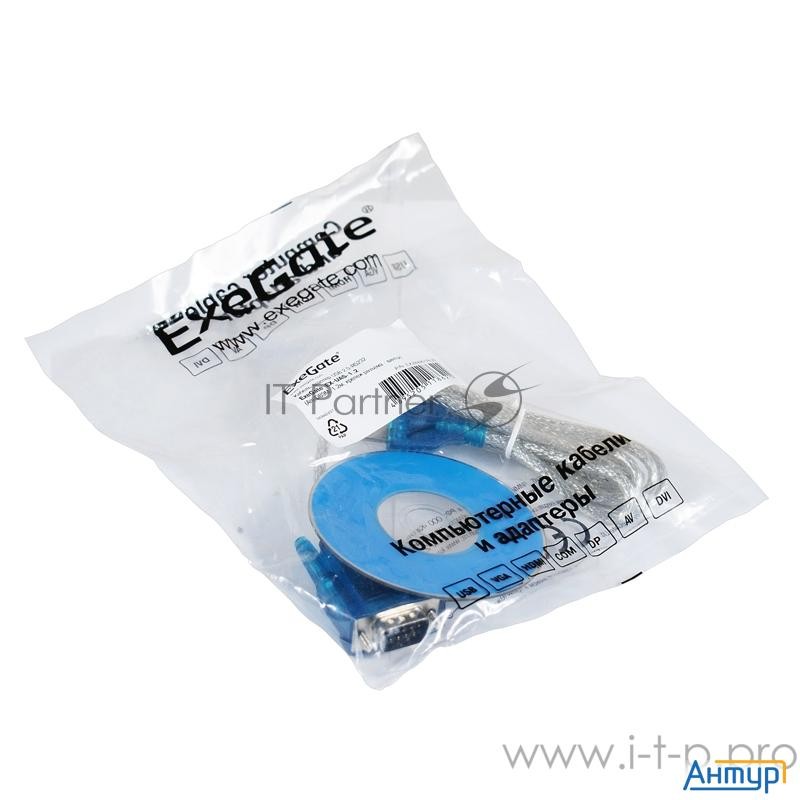 Exegate Ex284950rus Кабель-адаптер Usb 2.0-rs232 Exegate Ex-uas-0.8 (am/db9m, 0,8м, крепеж разъема -