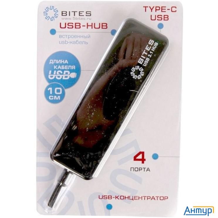5bites Hb34c-311bk Концентратор 4*usb3.0 / Type-c Plug / Black