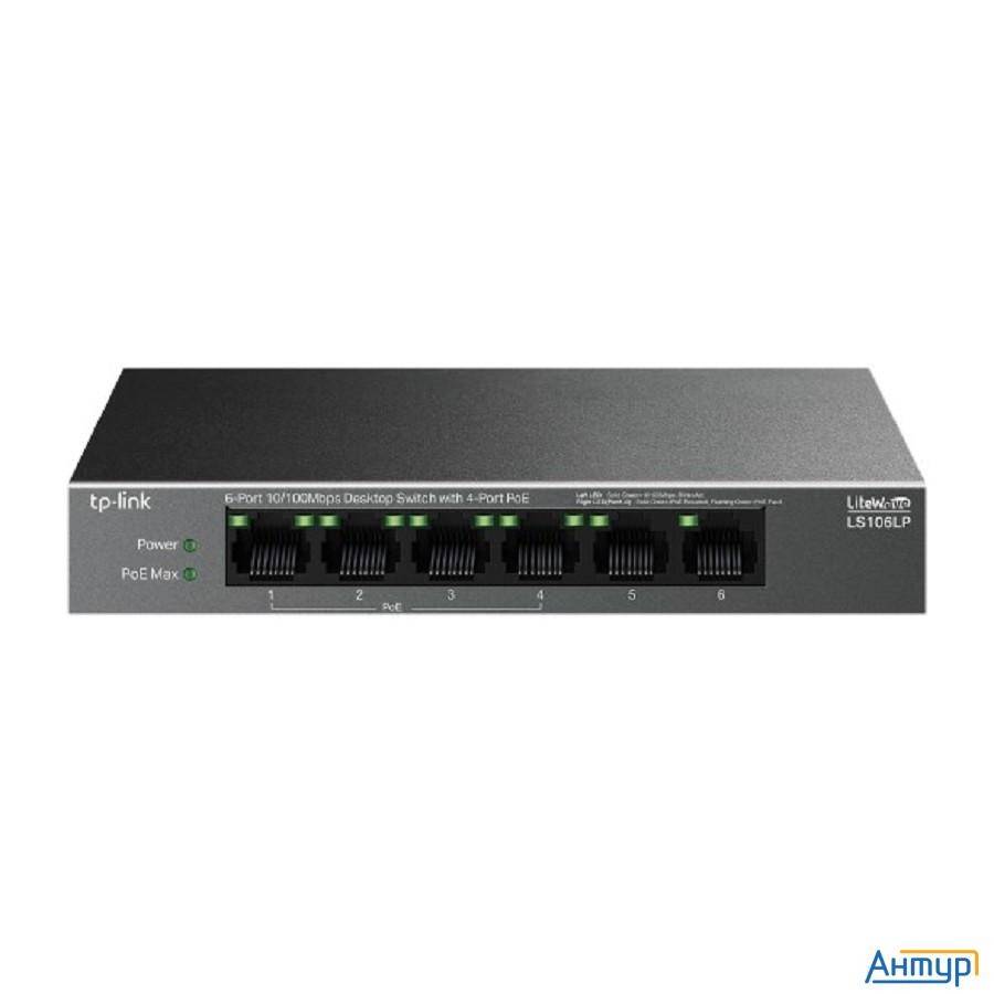 Tp-link Ls106lp Настольный коммутатор с 6 портами 10/100 Мбит/с (4 порта Poe)