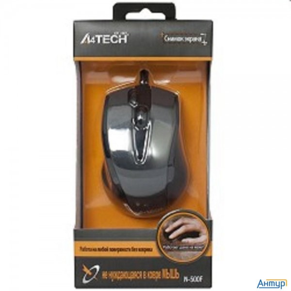 A-4tech Мышь N-500f V-track (серый глянец/черный) Usb, 3+1 кл.-кн.,провод.мышь [641866]