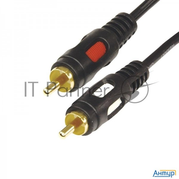 Шнур 2 Rca - 2 Rca, длина 10 метров, черный (gold) Rexant
