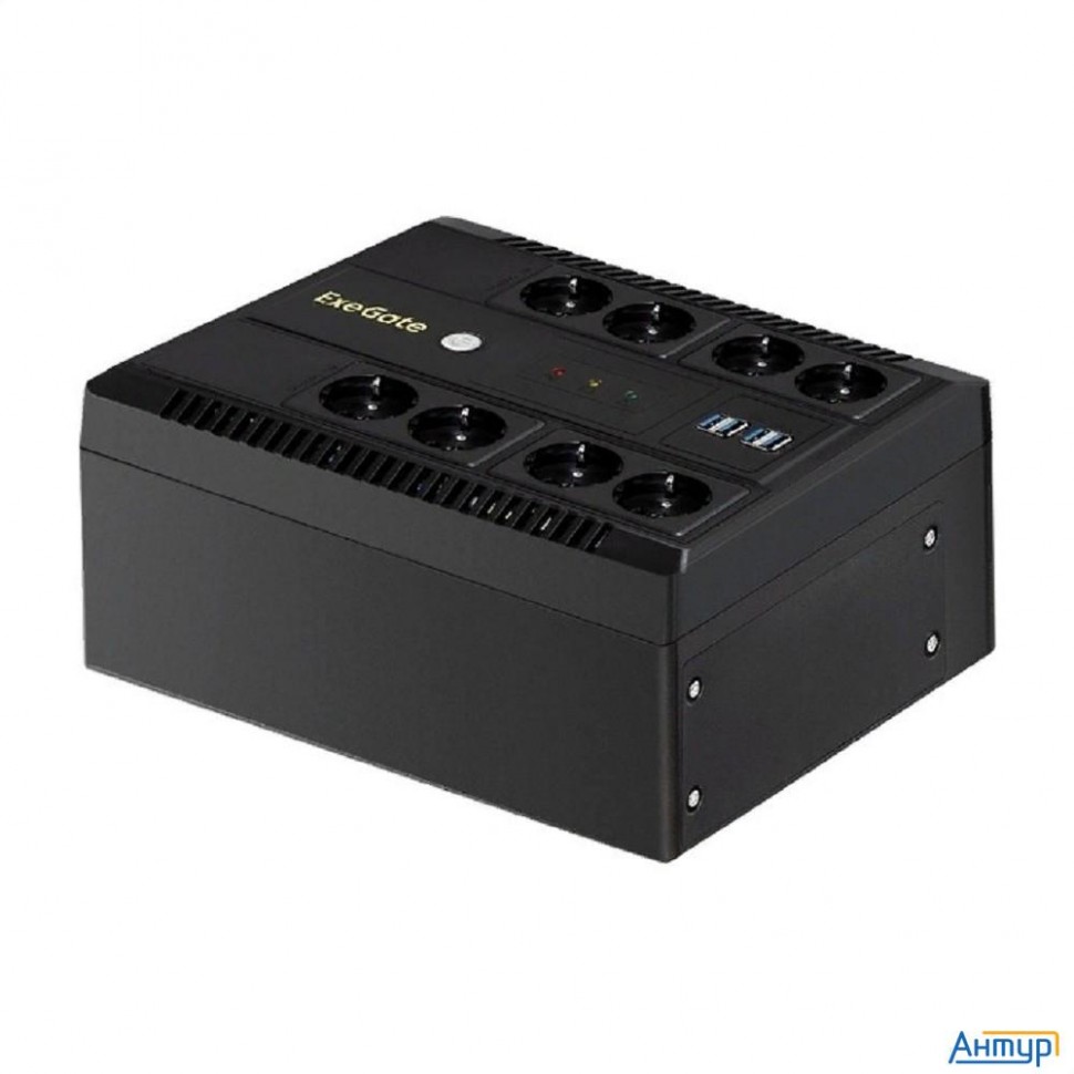 Exegate Ex295012rus ИБП Exegate Neo Nnb-850.led.avr.8sh.ch <850va/510w, Led, Avr, 8*schuko, 4*usb-по