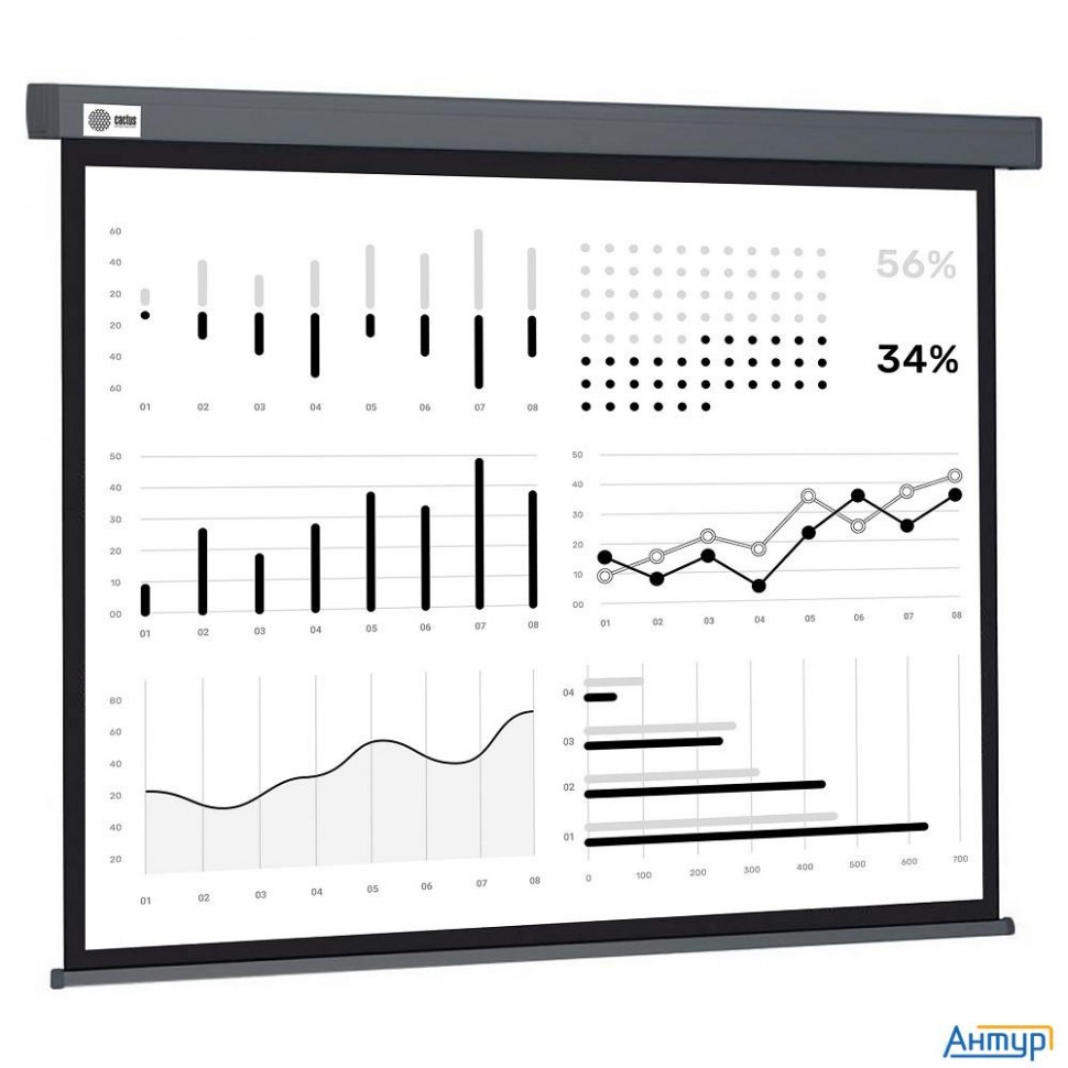 Экран Cactus Wallscreen Cs-psw-180x180-sg,  180х180 см, 1:1,  настенно-потолочный серый
