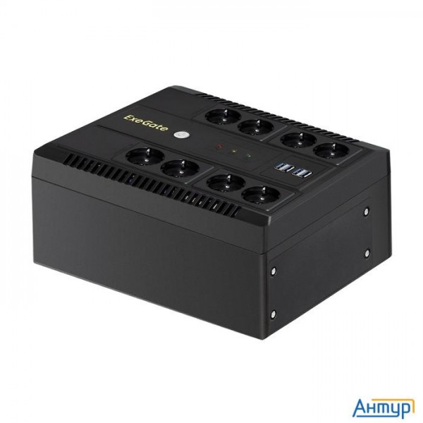 Exegate Ex293853rus ИБП Exegate Neo Nnb-600.led.avr.8sh.ch <600va/360w, Led, Avr, 8*schuko, 4*usb-по