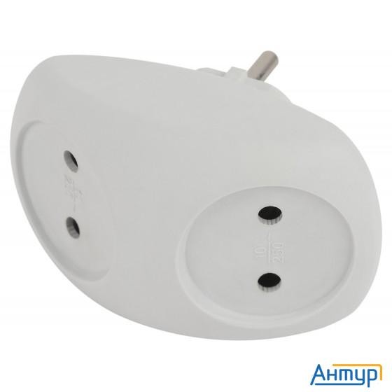 ЭРА Б0053480 Разветвитель электрический Spx-2-w на 2 розетки без заземления 10А белый