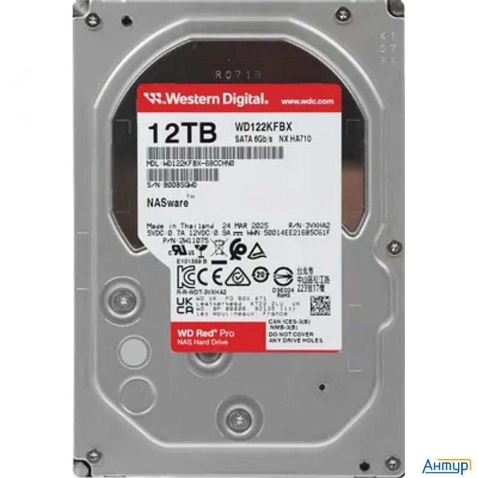 12tb Wd Red Pro (wd122kfbx) {serial Ata Iii, 7200- Rpm, 512mb, 3.5"}