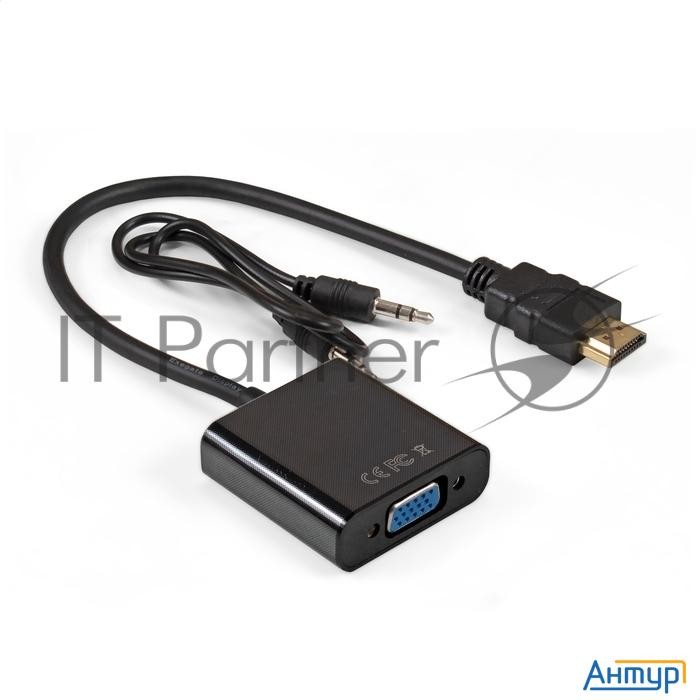 Кабель-переходник Hdmi-vga Exegate Ex-hdmim-vgaf-3.5jacks-0.3 (19m/15f, 0,3м + аудио 3.5mm Jack M 0,
