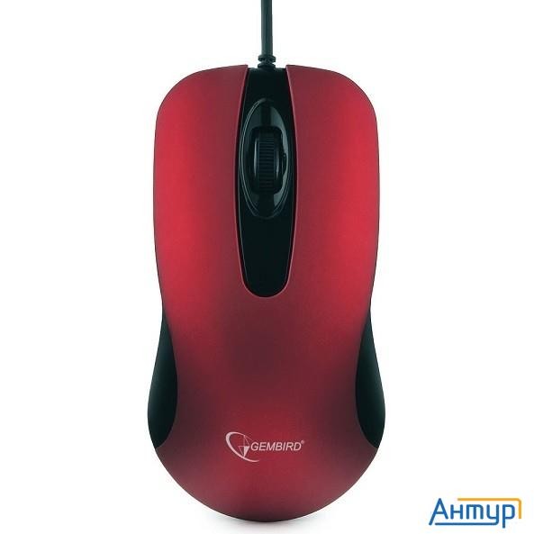 Gembird Mop-400-r красный Usb (Мышь, бесшумный клик, 2 кнопки+колесо кнопка, 1000 Dpi,  Soft-touch,