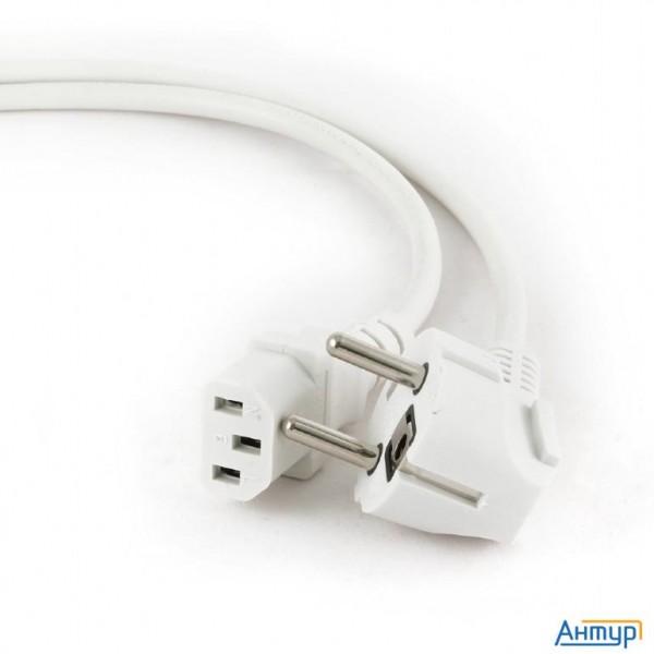 Кабель питания Gembird 1.8м, Vde(0.75мм), белый, с зазем., пакет [pc-186w-vde]