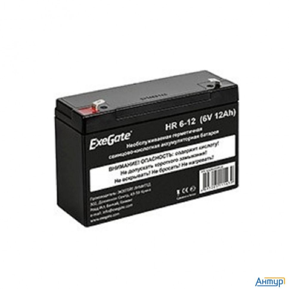 Exegate Ex282955rus Аккумуляторная батарея Hr 6-12 (6v 12ah, клеммы F1)