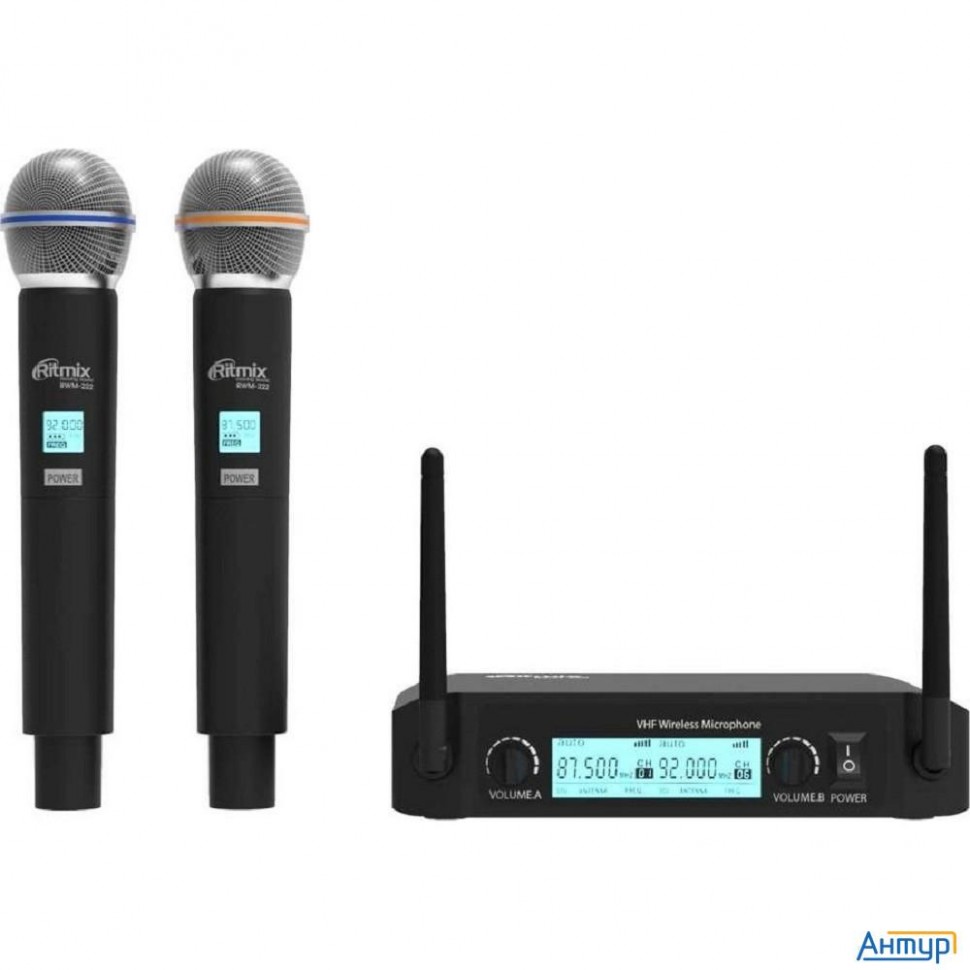 Ritmix Rwm-222 Black {2 микрофона: 66 МГц - 74 Мгц, 87.5 МГц - 92 МГц; раб. част.: 40 Гц - 18 000 Гц