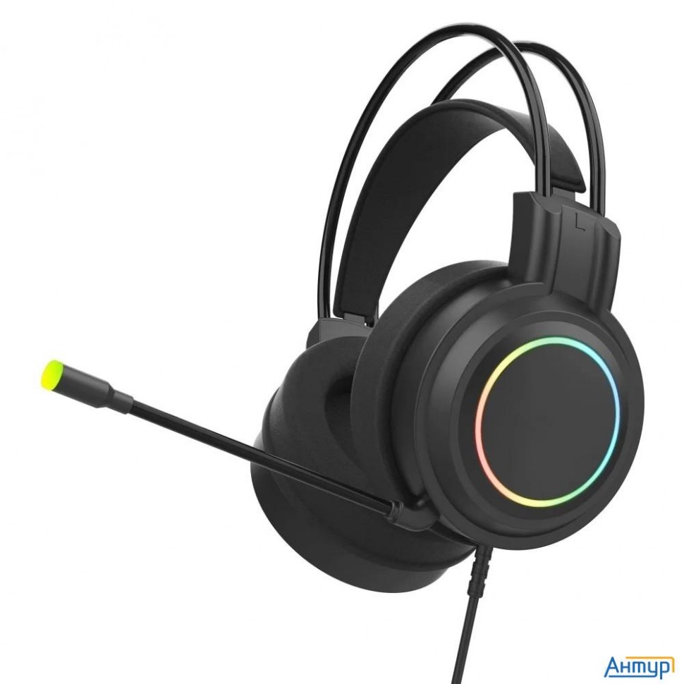 Perfeo игровая гарнитура Rgf Earth черная 1,8 м, разъем 3,5 мм (4 Pin) и Usb (led), переходник