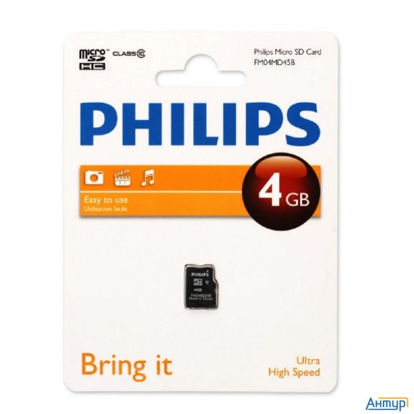 Micro Securedigital  4gb Philips Microsdhc Class 10