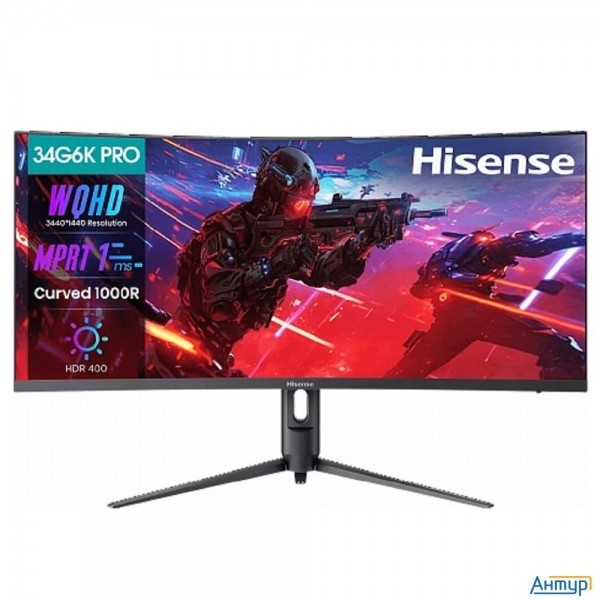 Lcd Hisense 34" 34g6k-pro {va 3440x1440 Curved 21:9 180hz 1ms 280cd 4000:1 Displayport 2xhdmi}
