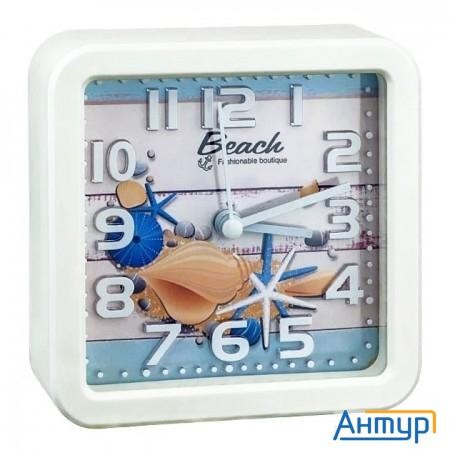 Perfeo Quartz часы-будильник "pf-tc-014", квадратные 10,5*10,5 см, ракушка