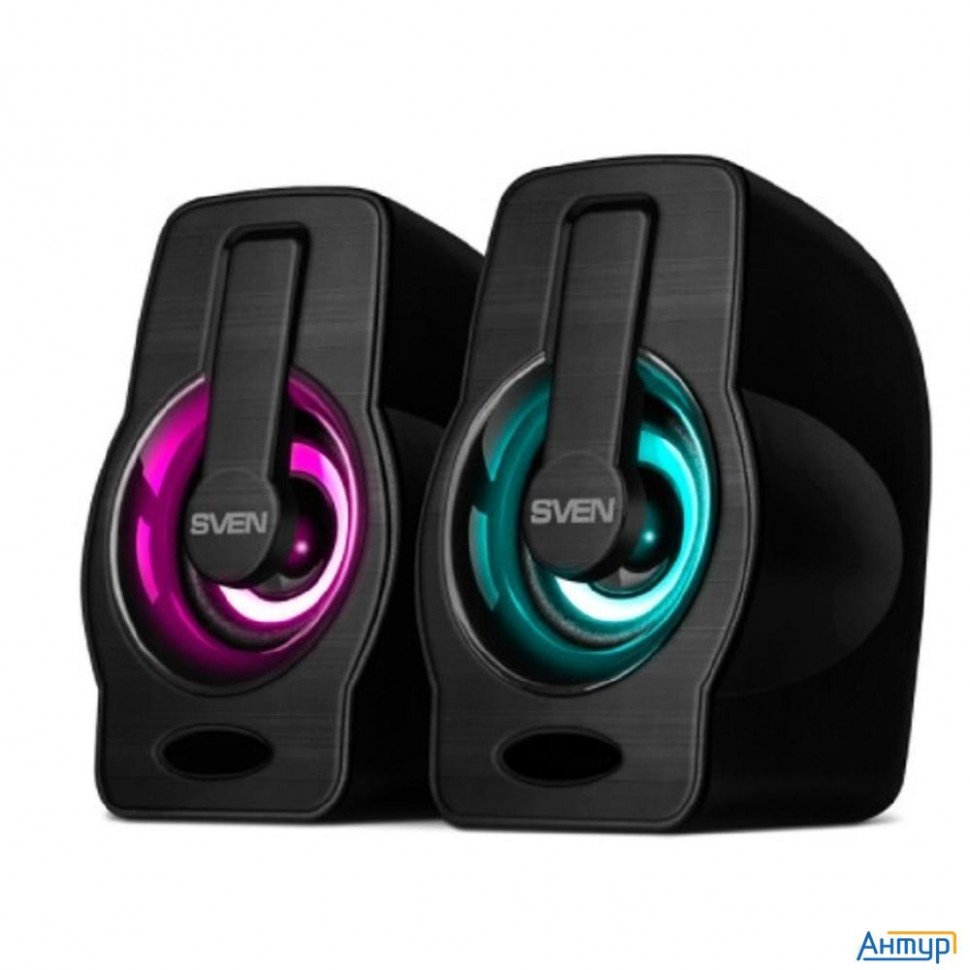Sven 255, чёрный, Usb, акустическая система 2.0,  мощность 2x3 Вт(rms), подсветка