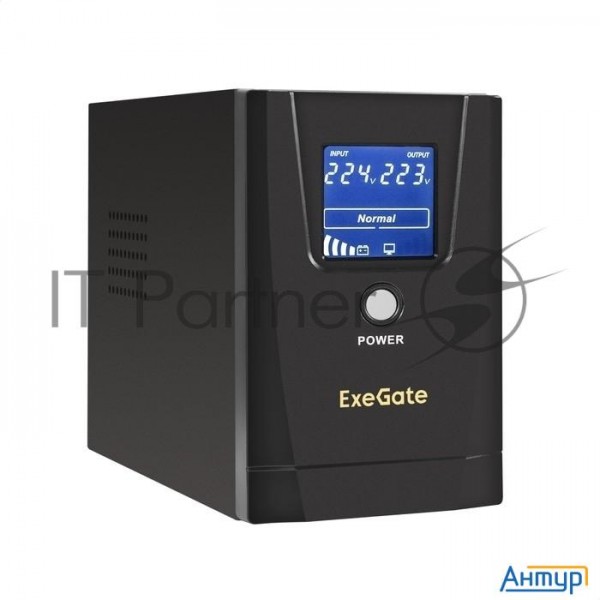 ИБП Exegate Power Smart Ulb-500.lcd.avr.2sh <500va/300w, Lcd, Avr, 2*schuko, металлический корпус, B