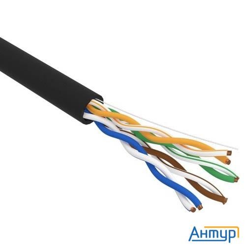 Rexant (01-0045-r) Кабель витая пара U/utp, Cat 5e, Pe, 4pr, 24awg, Outdoor, Solid, черный, 305м