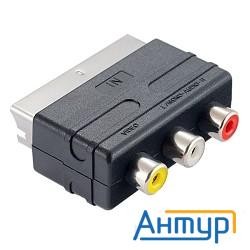 Perfeo Переходник Scart (21 Pin) вилка "in" - 3xrca розетка, видео + стерео-аудио (a7007)