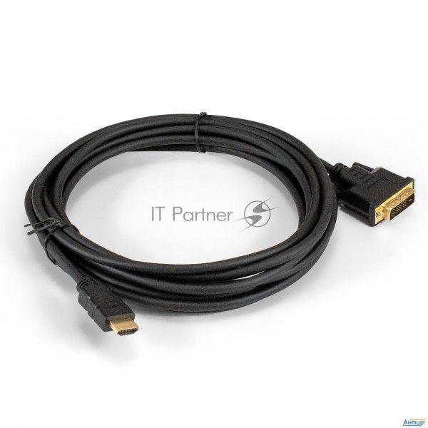 Кабель Hdmi-dvi-d Exegate Ex-cc-hdmim-dvi2m-5.0 (19m/(24+1)m, Dual Link, 5м, позолоченные контакты)
