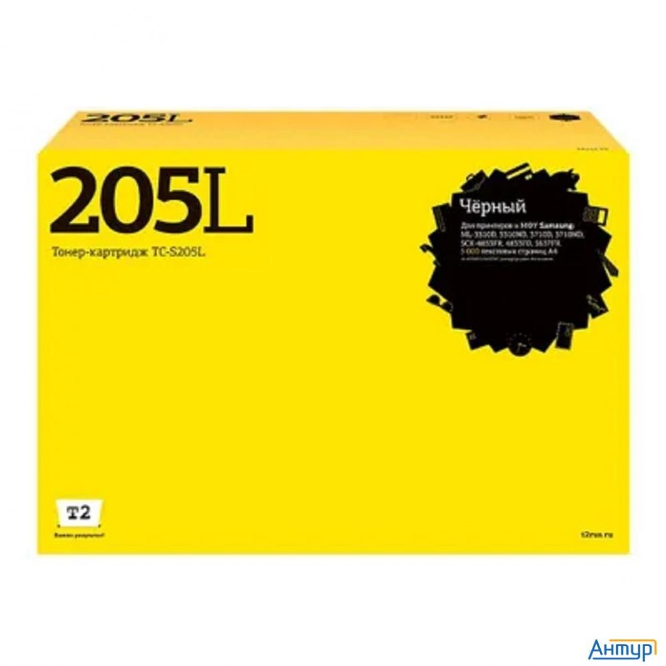 Картридж лазерный T2 Mlt-d205l Tc-s205l Mlt-d205l/su965a черный (5000стр.) для Samsung Ml-3310d/3710