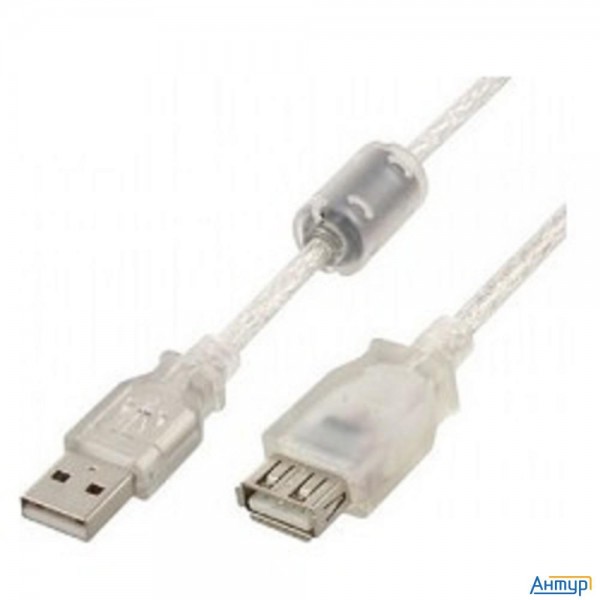 Cablexpert Кабель удлинитель Usb2.0 Pro, Am/af, 1,8м, экран, 2 феррит.кольца, прозрачный (ccf-usb2-a