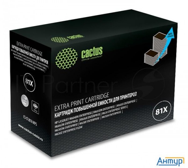 Тонер-картридж Cactus Cs-cf281x-mps черный (30000 стр.) для Hp Lj Ent M630/m605dn/m606dn/m605x