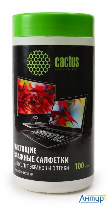 Салфетки Cactus Cs-t1001 Туба с чистящими салфетками для экранов и оптики, 100 шт