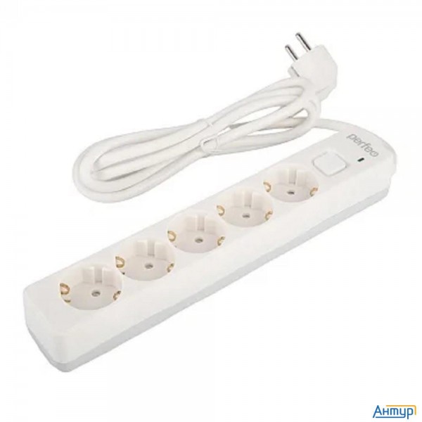 Perfeo сетевой фильтр "real Stream, 1,8м, 5 розеток, 16А, 3500 Вт, тройная защита, белый.