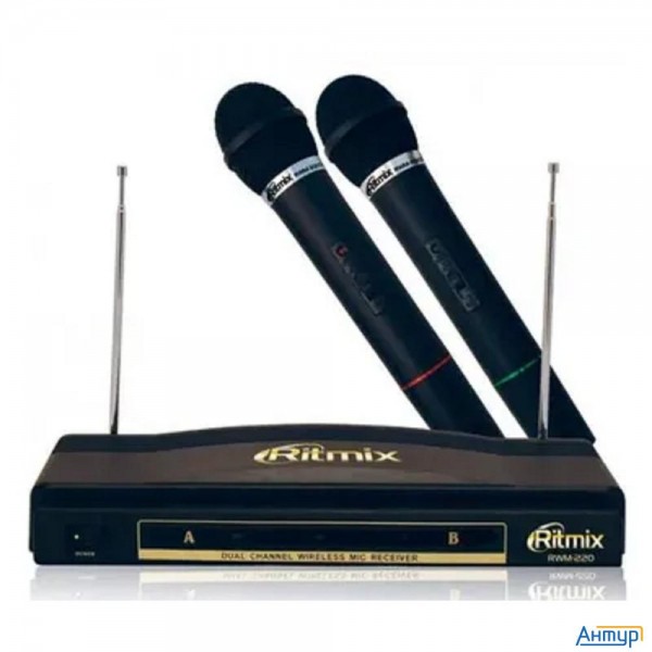 Ritmix Rwm-220 {2 микрофона: 87.5 МГц - 92 МГц; раб. частоты: 100 Гц - 10 000 Гц;Чувств.: -30 дБ +/-