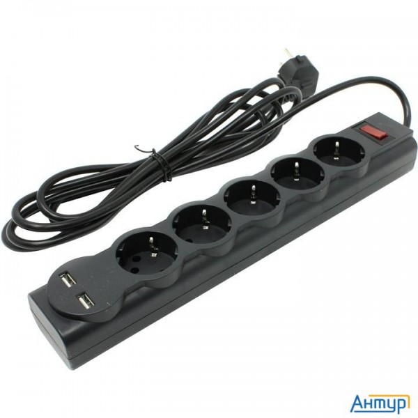 Defender Фильтр Dfs 753 3.0 м, 5 розеток, 2xusb, 2.1a (99753)