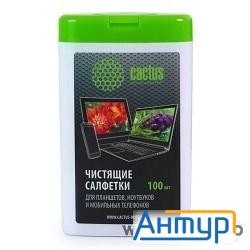 Салфетки Cactus Cs-t1005 Туба с чистящими салфетками для планшетов, ноутбуков и моб.телефонов,100 шт