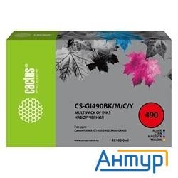 Чернила Cactus Cs-gi490bk/m/c/y голубой/пурпурный/желтый/черный набор 4x100 мл для Canon Pixma G1400