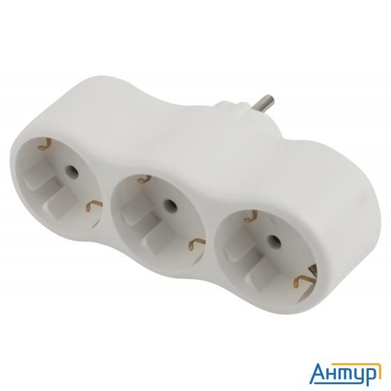 ЭРА Б0053479 Разветвитель электрический Spx-3e-w на 3 розетки с заземлением 16А белый