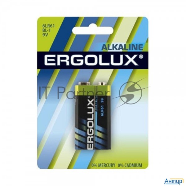 Элемент питания алкалиновый "крона" 6lr61 Bl-1 6lr61 Bl-1 9В Alkaline (блист.1шт) Ergolux 11753