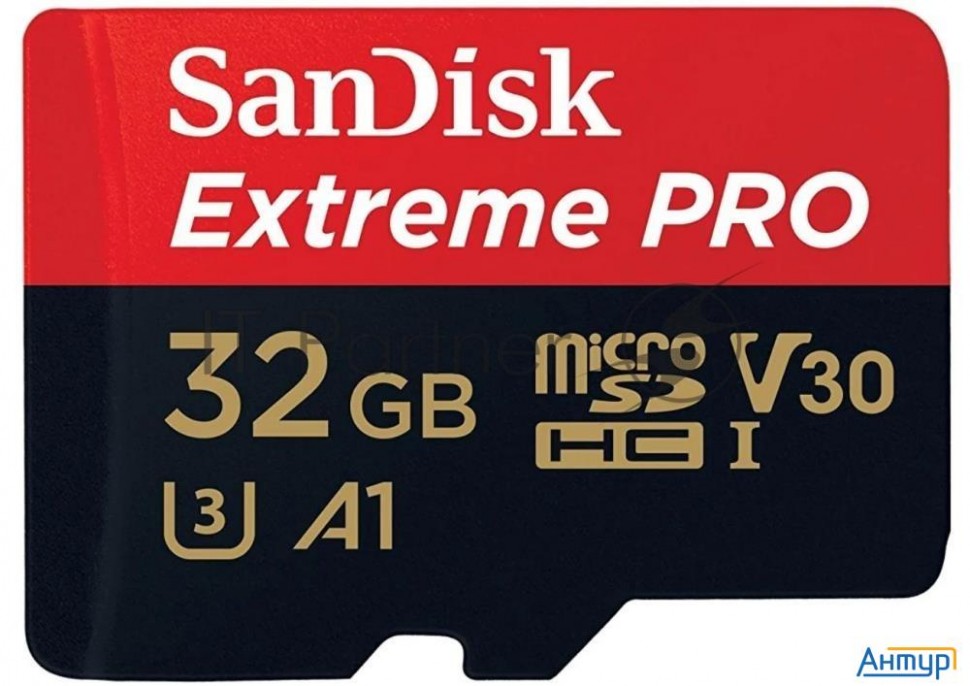 Флеш карта Microsd 32gb Sandisk Microsdhc Class 10 Uhs-i A1 V30 U3 Extreme Pro (sd адаптер) 100mb/s