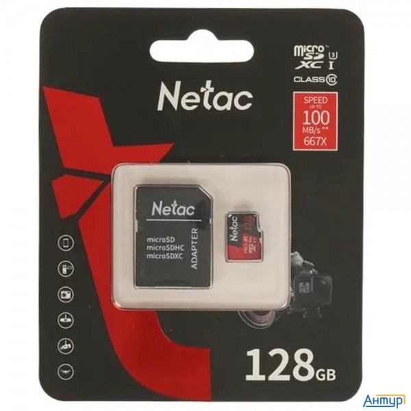 Micro Securedigital 128gb Netac Microsdxc Class10 Nt02p500pro-128g-r P500 Extreme Pro + Adapter