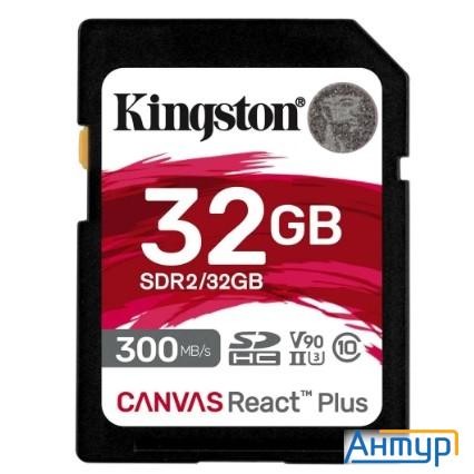 Securedigital 32gb Kingston Sdhc, Uhs-i Class U3 V90, чтение: 300Мб/с, запись: 260Мб/с <sdr2/32gb>