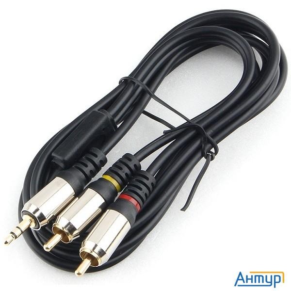 Кабель аудио Cablexpert Ccab-02-35m2rm-1.5mb. 3.5 джек(m)/2х Rca (m), черный, 1.5м, блистер