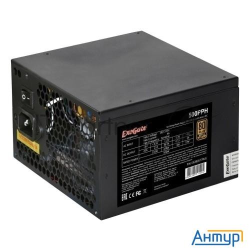 Блок питания 500w Exegate 500pph-oem, 80+bronze, Atx, Black, Apfc, 12cm, 24p, (4+4)p, 5*sata, 3*ide