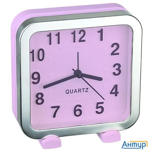 Perfeo Quartz часы-будильник "pf-tc-018", квадратные 13*13 см, красные/сакура