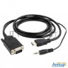 Кабель Cablexpert Hdmi-vga 19m/15m + 3.5jack, 3м, черный, позол.разъемы, пакет (a-hdmi-vga-03-10)