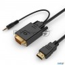 Кабель Cablexpert Hdmi-vga 19m/15m + 3.5jack, 3м, черный, позол.разъемы, пакет (a-hdmi-vga-03-10)