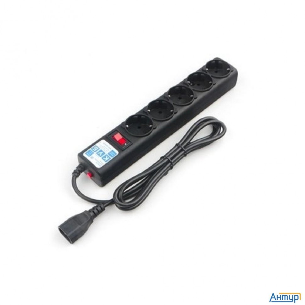Powercube Фильтр-удлинитель (spg5-В2) 1.9 м, , 5 розеток,  д/подкл. к Ups (c14), 10А/2,2кВт, черный