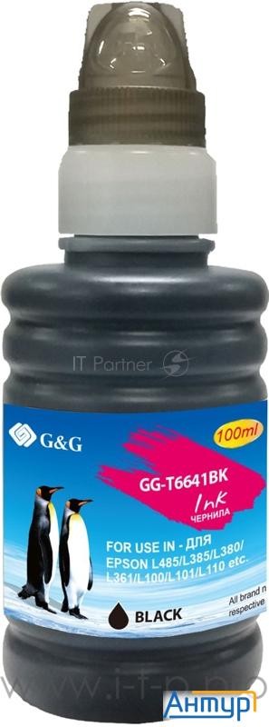 Чернила G&g Gg-t6641bk черный100мл для Epson L100, L110, L120, L130, L132, L210, L222