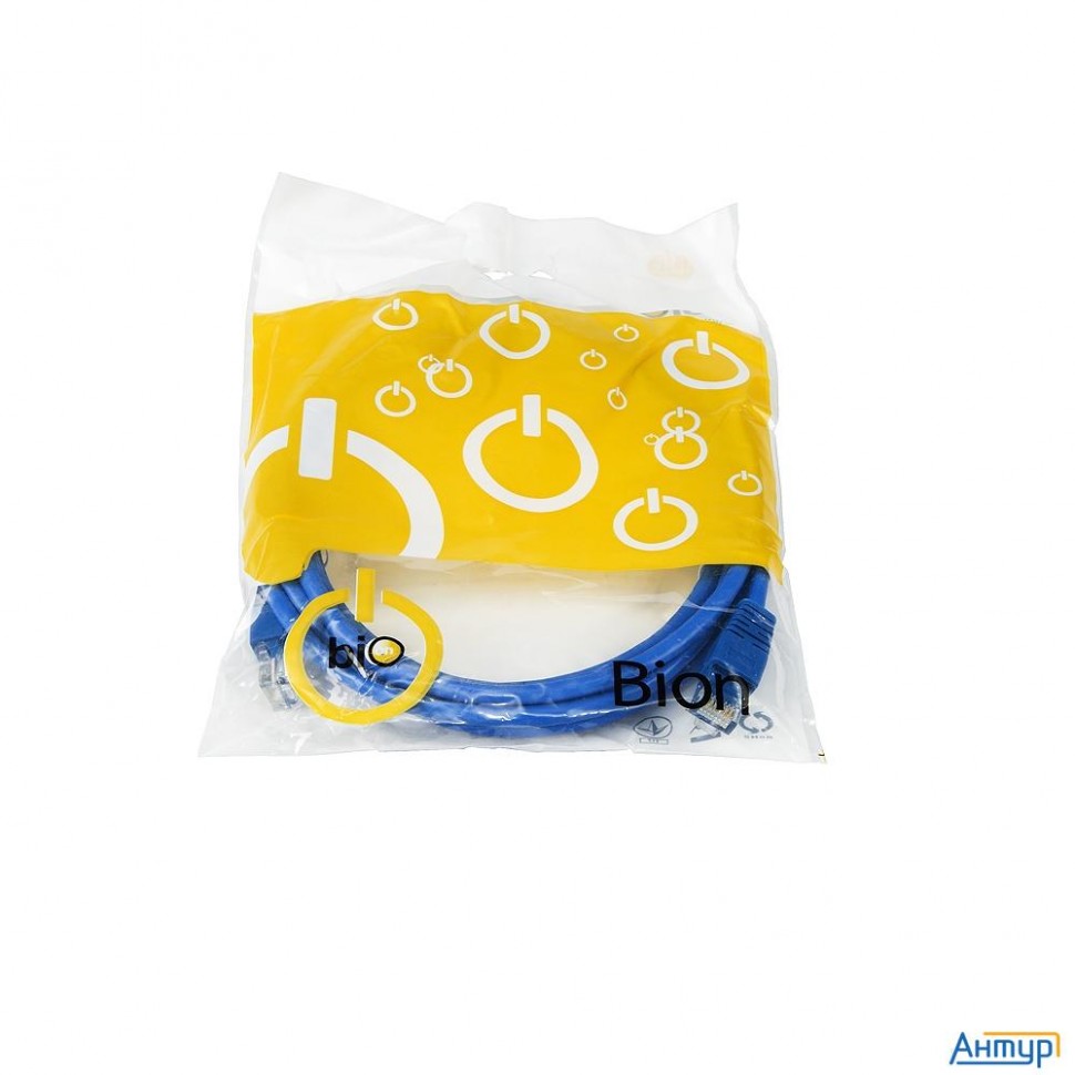 Патч-корд Bion [bpc-u5e101-3m-bl] U/utp, Cat.5e, Awg 26 (7/0,16мм), Cca, многожильный, Pvc, 3м, сини