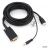 Кабель Cablexpert Hdmi-vga 19m/15m + 3.5jack, 5м, черный, позол.разъемы, пакет (a-hdmi-vga-03-5m)