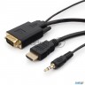 Кабель Cablexpert Hdmi-vga 19m/15m + 3.5jack, 5м, черный, позол.разъемы, пакет (a-hdmi-vga-03-5m)